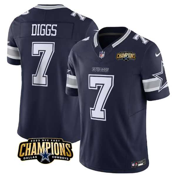 Men & Women & Youth Dallas Cowboys #7 Trevon Diggs Navy 2023 F.U.S.E. NFC East Champions Patch Stitched Jersey